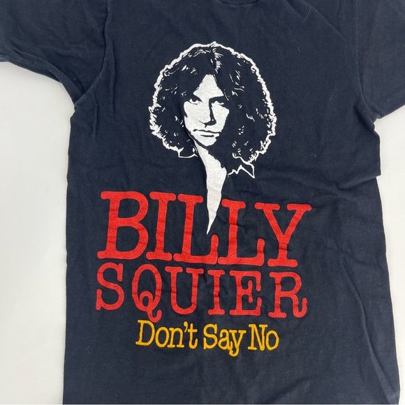 Vintage Billy Squier Shirt Womens Small Black 1981 80s Don’t Say No Tour Band - Picture 2 of 9